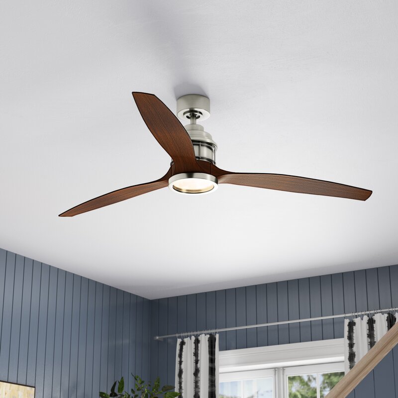 Orren Ellis 60" Harmony 3 Blade LED Ceiling Fan with Remote, Light Kit